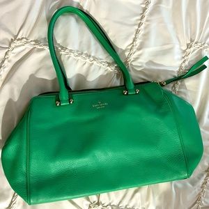 Kelly Green Kate Spade shoulder bag with multiple pockets